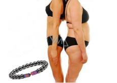 Magnetický náramok viacfarebný elastický prírodný kameň, guľôčka 6 mm / 16 - 17 cm