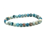 Larimar náramok elastický prírodný kameň, guľôčka 6 mm / 16 - 17 cm, kameň bájnej Atlantídy
