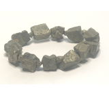 Pyritový železný náramok elastický prírodný kameň z oblých kameňov 10 - 14 mm / 16 - 17 cm, majster sebadôvery a hojnosti