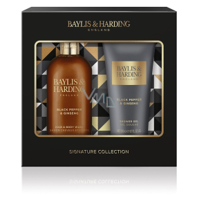 Baylis & Harding Šampón na umývanie vlasov a šampón s čiernym korením a ženšenom 300 ml + sprchový gél 200 ml, kozmetická sada pre mužov