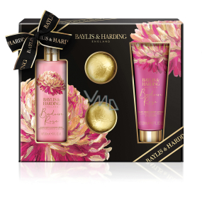 Baylis & Harding Mysterious Rose krém do kúpeľa a sprchy 300 ml + mlieko na ruky a telo 200 ml + šumivá guľa do kúpeľa 2 x 75 g, kozmetická sada pre ženy