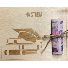Albi Drevená karta na peniaze Na štúdium 15,5 x 12,5 x 0,3 cm