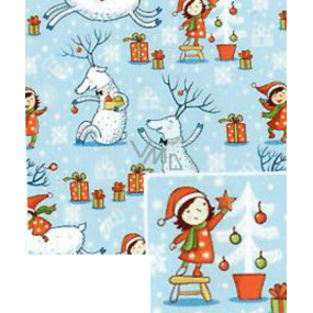 Nekupto Vianočný baliaci papier na darčeky 70 x 1000 cm Svetlomodrý jeleň, darčeky