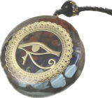 Orgonitový amulet, Oko rohu, generátor energie, prírodný kameň (7 čakier) + epoxidová živica + lano 22 g