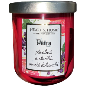 Heart & Home Svieža sójová sviečka s vôňou grapefruitu a čiernych ríbezlí s názvom Petra 110 g