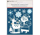 Vianočné dekoratívne samolepky s trblietavým Santom a sobmi 18 x 23 cm