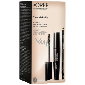 Korff Cure Make Up Intensity Volume Mascara Mascara Black 13,2 ml + Ceruzka na oči Eye Pencil 01 Black 1,05 g, kozmetická sada pre ženy