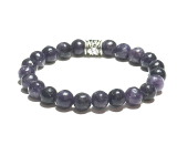 Lepidolit tmavo fialový náramok elastický prírodný kameň, guľôčka 8 mm / 16-17 cm, amulet pre športovcov
