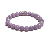 Lepidolit ružový náramok elastický prírodný kameň, guľôčka 8 mm / 16-17 cm, amulet pre športovcov