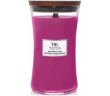 WoodWick Wild Berry & Beets vonná sviečka s dreveným knôtom a skleneným viečkom veľká 609,5 g