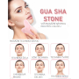 Chalcedon Gua Sha 5 x 8 cm + masážny valček 14 x 5,5 cm redukuje vrásky, opuchy, zlepšuje elasticitu pokožky, sada bez obalu