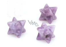 Lepidolitová merkaba hmatka z prírodného kameňa 13 mm, amulet športovcov