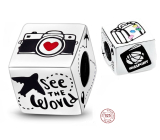 Striebro 925 Travel the World Cube Charm, cestovný náramok korálek