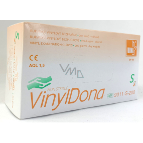 Dona Vinyldona vinylové rukavice bez prášku, veľkosť S 200 ks v krabici