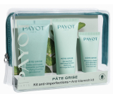 Payot Pate Grise Nettoayante penivý gél 50 ml + Gel Matifiant Anti-imperfections denný zmatňujúci gél 30 ml + Charbon Masque absorpčná zmatňujúca čierna maska 15 ml, kozmetická sada pre zmiešanú až mastnú pleť