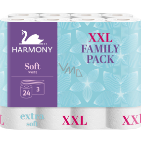 Harmony Soft biely neperforovaný toaletný papier 15,7 m 3 vrstvy 24 ks