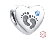 Prívesok Striebro 925 Footprints Baby Boy, korálek srdce na náramku rodina