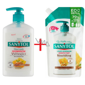 Sanytol Výživné mydlo s mandľovým mliekom a materskou kašičkou 250 ml dávkovač + 500 ml náplň, duopack