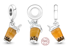 Prívesok zo striebra 925 Bubble Tea - Mliečny čaj, prívesok na náramok, Jedlo a nápoje