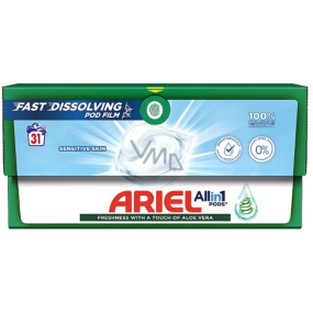 Ariel All in 1 Pods Sensitive Skin gélové kapsuly pre citlivú pokožku 31 kusov