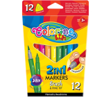 Popisovače Colorino 2v1 obojstranný štetec a tenký hrot 12 farieb