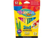 Popisovače Colorino 2v1 obojstranný štetec a tenký hrot 12 farieb