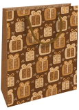 Nekupto Darčeková kraftová taška 25 x 8 x 19 cm Vianočné darčeky hnedá