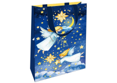 Nekupto Darčeková papierová taška s reliéfom 17,5 x 11 x 8 cm Vianoční anjeli