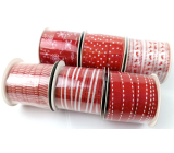 Emocio Textilná stuha červená a biela 5 m x 10 mm rôzne typy