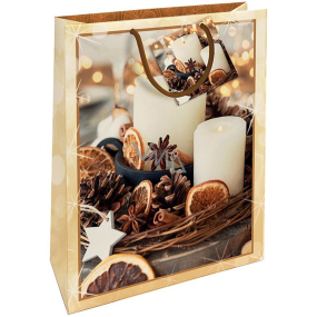 Nekupto Darčeková papierová taška 32,5 x 26 x 13 cm Vianočné sviečky