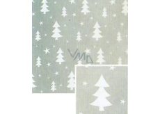 Nekupto Vianočný baliaci papier na darčeky 70 x 200 cm Strieborný, biele stromčeky