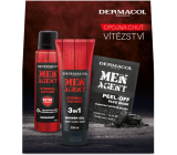 Dermacol Men Agent Eternal Victory 3v1 sprchový gél 250 ml + dezodorant v spreji 150 ml + peelingová maska na tvár 2 x 7,5 ml, kozmetická sada pre mužov