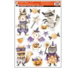 Okenná fólia Halloween Čarodejnice a upír s trblietkami 29 x 41 cm