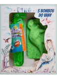 Bohemia Gifts Dino guľa do kúpeľa 80 g + fúkač bublín 30 ml, kozmetická súprava pre deti
