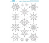 Arch Vianočná nálepka, okenná fólia bez lepidla Strieborné hviezdy s trblietkami 35 x 25 cm