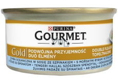 Gourmet Gold Double Pleasure s morskými rybami v šťave so špenátom konzerva pre dospelé mačky 85 g