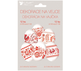 Zmenšovacie ozdoby na vajíčka, červený motív 12 kusov