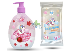 Setablu Fragola Unicorn detské tekuté mydlo 500 ml + vlhčené obrúsky 15 ks, kozmetická sada