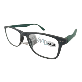 Berkeley Dioptrické okuliare na čítanie +3 plastové šedé, zelené rámiky 1 kus MC2268