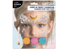 Kidea Fairy farby na tvár + štetec + diamanty, kreatívna sada