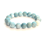 Larimar náramok elastický prírodný kameň, 11 / 12 mm / 16 - 17 cm, pokoj - mier - vyrovnanosť