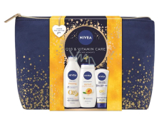 Nivea Q10 & Vitamin Care Firming spevňujúce telové mlieko 400 ml + Nivea Apricot sprchový gél 250 ml + Nivea Anti Age Q10 krém na ruky 100 ml + kozmetická etue, kozmetická sada pre ženy