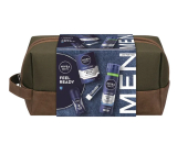 Nivea Men Feel Ready balzam po holení 100 ml + Nivea Men Protect & Care gél na holenie 200 ml + Nivea Men Protect & Care antiperspirant roll-on 50 ml + Labello Men Active balzam na pery 4,8 g + kozmetická etue, kozmetická sada pre mužov