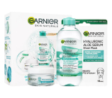 Garnier Hyaluronic Aloe micelárna voda + denná pleťová sérum + revitalizujúca textilná maska, kozmetická sada pre ženy