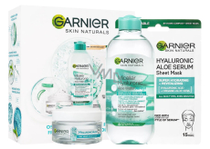 Garnier Hyaluronic Aloe micelárna voda + denná pleťová sérum + revitalizujúca textilná maska, kozmetická sada pre ženy