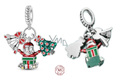 Charm Striebro 925 Vianočné 3v1 Zvončeky, Santa, stromček, prívesok na náramok Vianoce