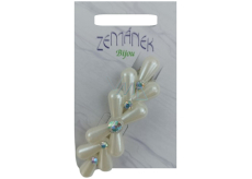 Zemánek Spona bílá s perličkama 7 cm