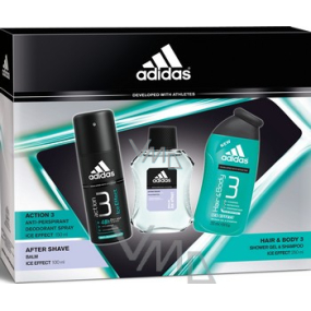 Adidas Ice Effect balzam po holení 100 ml + deodorant sprej 150 ml + sprchový gél 250 ml, kozmetická sada