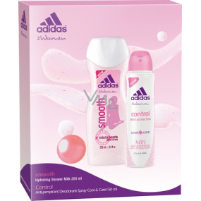 Adidas Cool & Care 48h Control antiperspirant dezodorant sprej 150 ml + Smooth sprchový gél 250 ml pre ženy kozmetická sada