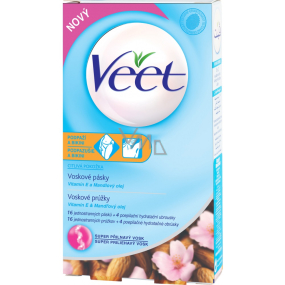 Veet Easy-Gel voskové pásiky pre citlivú pokožku - bikiny a podpazušie 16 kusov + Perfect Finish obrúsky pre záverečnú starostlivosť 3 kusy